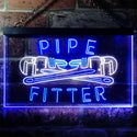 ADVPRO Pipe Fitter Tools Man Cave Gifts Dual Color LED Neon Sign st6-j0097 - White & Blue