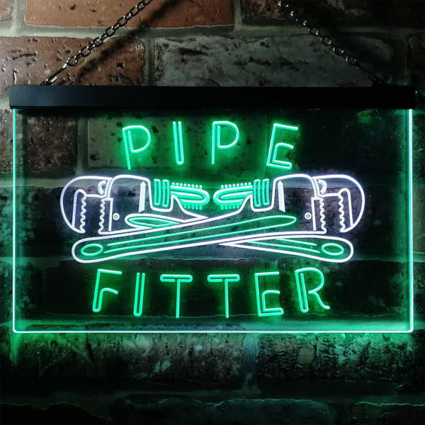 ADVPRO Pipe Fitter Tools Man Cave Gifts Dual Color LED Neon Sign st6-j0097 - White & Green