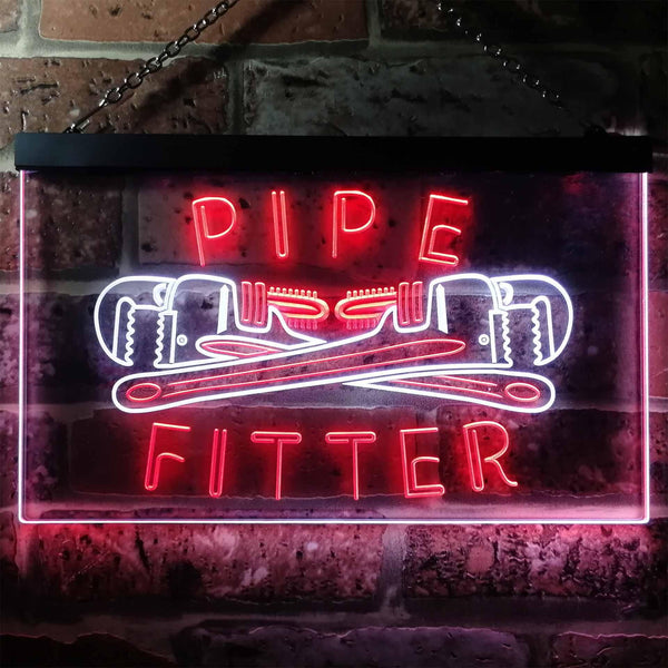 ADVPRO Pipe Fitter Tools Man Cave Gifts Dual Color LED Neon Sign st6-j0097 - White & Red