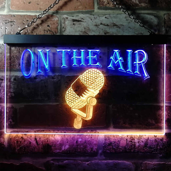 ADVPRO On The Air Microphone Recording Dual Color LED Neon Sign st6-j0102 - Blue & Yellow