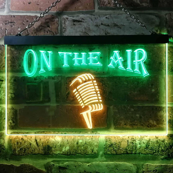 ADVPRO On The Air Microphone Studio DND Dual Color LED Neon Sign st6-j0103 - Green & Yellow
