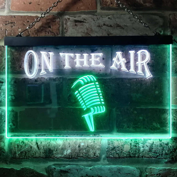 ADVPRO On The Air Microphone Studio DND Dual Color LED Neon Sign st6-j0103 - White & Green