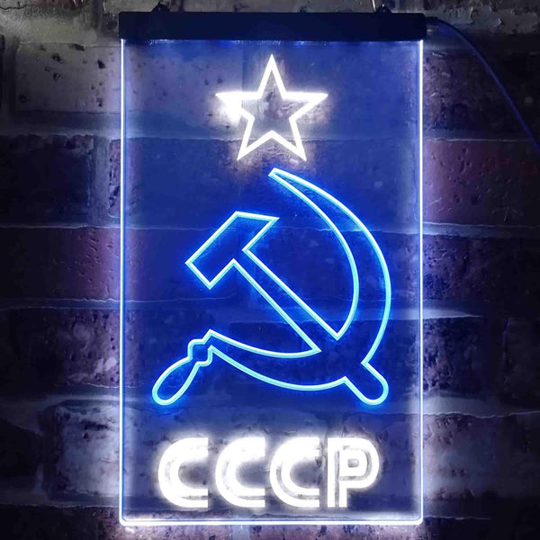 ADVPRO CCCP USSR Russian Communist  Dual Color LED Neon Sign st6-j0323 - White & Blue