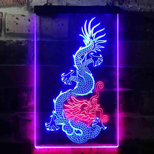 ADVPRO Chinese Dragon Tattoo Decoration  Dual Color LED Neon Sign st6-j0340 - Red & Blue