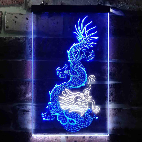 ADVPRO Chinese Dragon Tattoo Decoration  Dual Color LED Neon Sign st6-j0340 - White & Blue