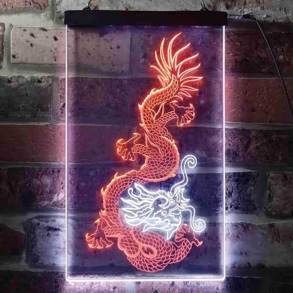 ADVPRO Chinese Dragon Tattoo Decoration  Dual Color LED Neon Sign st6-j0340 - White & Orange