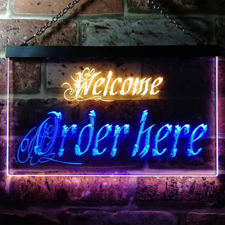 ADVPRO Welcome Order Here Shop Cashier Dual Color LED Neon Sign st6-j0695 - Blue & Yellow
