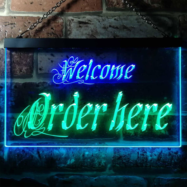 ADVPRO Welcome Order Here Shop Cashier Dual Color LED Neon Sign st6-j0695 - Green & Blue