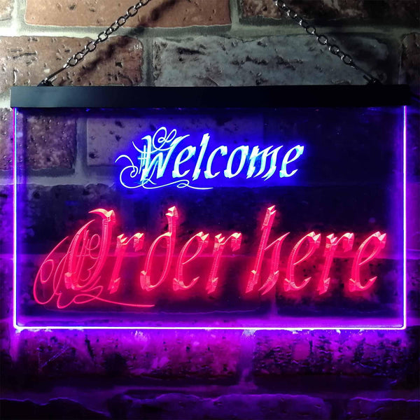 ADVPRO Welcome Order Here Shop Cashier Dual Color LED Neon Sign st6-j0695 - Red & Blue