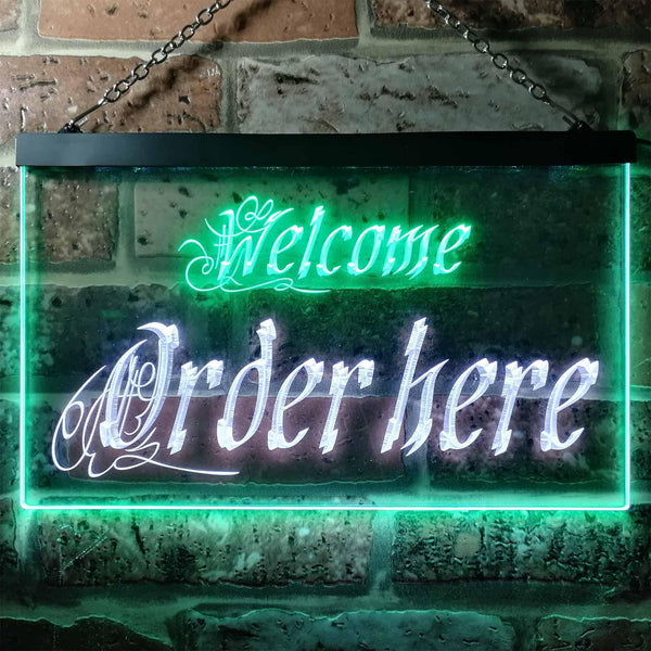 ADVPRO Welcome Order Here Shop Cashier Dual Color LED Neon Sign st6-j0695 - White & Green