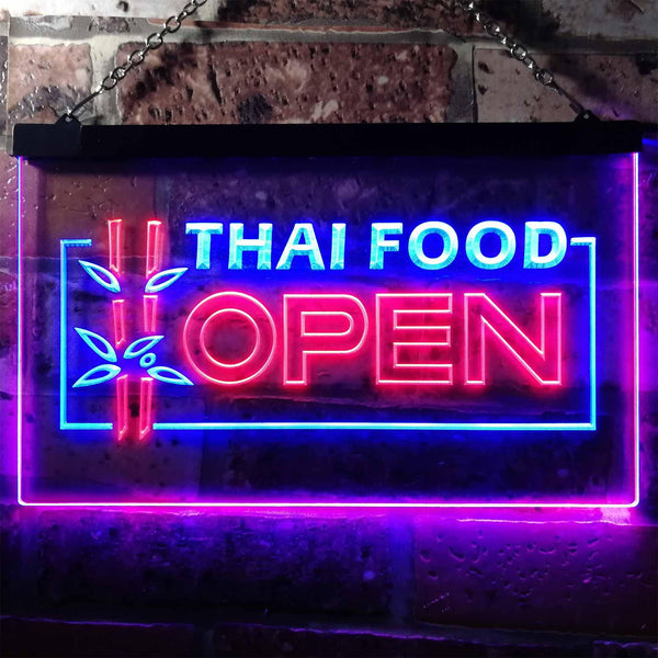 ADVPRO Open Thai Food Shop Restaurant Dual Color LED Neon Sign st6-j0705 - Blue & Red