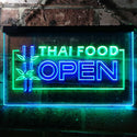 ADVPRO Open Thai Food Shop Restaurant Dual Color LED Neon Sign st6-j0705 - Green & Blue