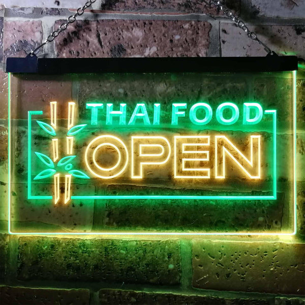ADVPRO Open Thai Food Shop Restaurant Dual Color LED Neon Sign st6-j0705 - Green & Yellow