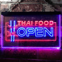 ADVPRO Open Thai Food Shop Restaurant Dual Color LED Neon Sign st6-j0705 - Red & Blue