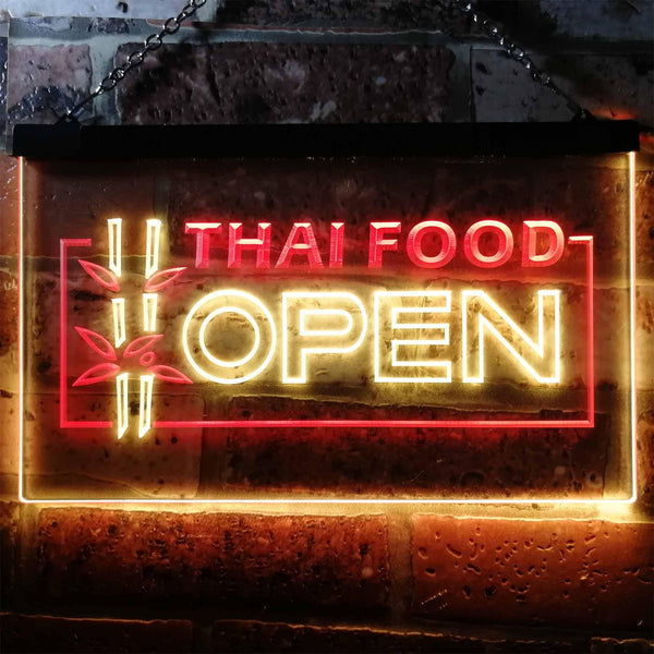 ADVPRO Open Thai Food Shop Restaurant Dual Color LED Neon Sign st6-j0705 - Red & Yellow