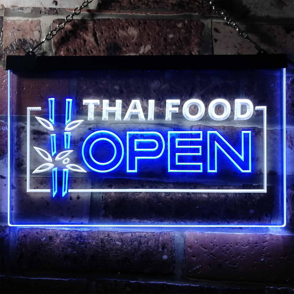 ADVPRO Open Thai Food Shop Restaurant Dual Color LED Neon Sign st6-j0705 - White & Blue