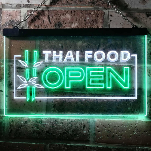 ADVPRO Open Thai Food Shop Restaurant Dual Color LED Neon Sign st6-j0705 - White & Green