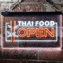 ADVPRO Open Thai Food Shop Restaurant Dual Color LED Neon Sign st6-j0705 - White & Orange