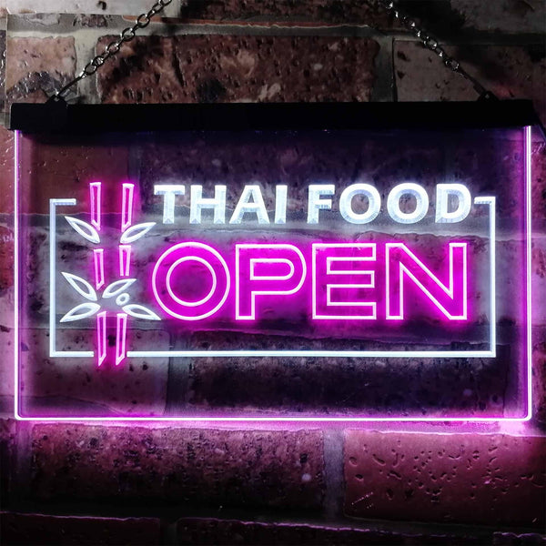 ADVPRO Open Thai Food Shop Restaurant Dual Color LED Neon Sign st6-j0705 - White & Purple