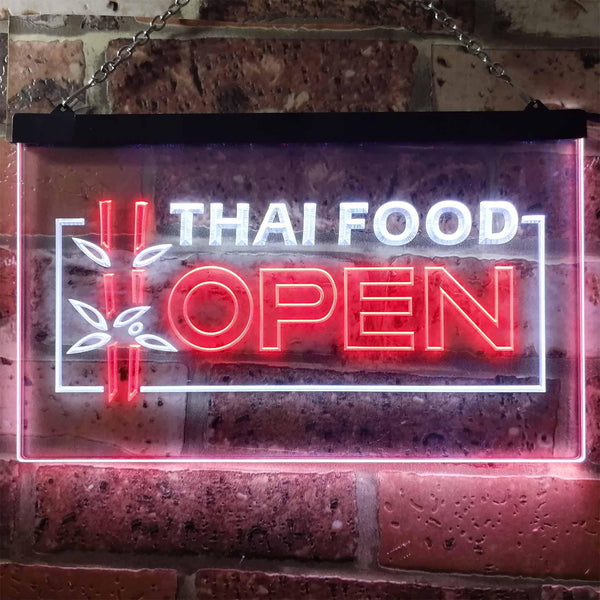 ADVPRO Open Thai Food Shop Restaurant Dual Color LED Neon Sign st6-j0705 - White & Red