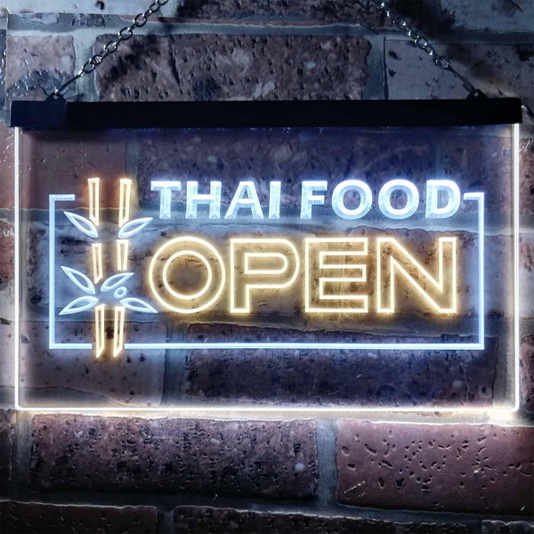 ADVPRO Open Thai Food Shop Restaurant Dual Color LED Neon Sign st6-j0705 - White & Yellow