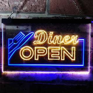 ADVPRO Diner Open Restaurant Cafe Bar Dual Color LED Neon Sign st6-j0718 - Blue & Yellow