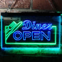 ADVPRO Diner Open Restaurant Cafe Bar Dual Color LED Neon Sign st6-j0718 - Green & Blue