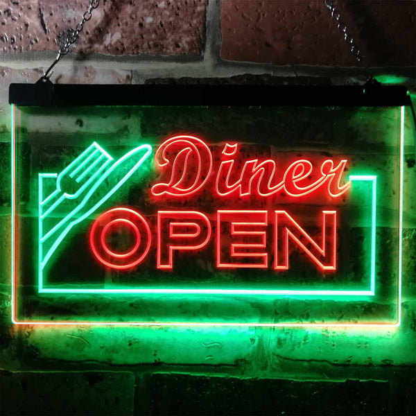 ADVPRO Diner Open Restaurant Cafe Bar Dual Color LED Neon Sign st6-j0718 - Green & Red