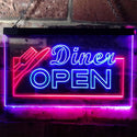 ADVPRO Diner Open Restaurant Cafe Bar Dual Color LED Neon Sign st6-j0718 - Red & Blue