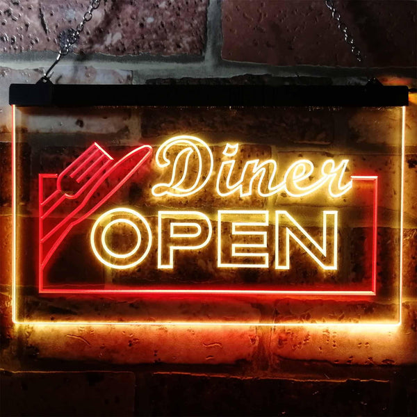 ADVPRO Diner Open Restaurant Cafe Bar Dual Color LED Neon Sign st6-j0718 - Red & Yellow