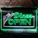 ADVPRO Diner Open Restaurant Cafe Bar Dual Color LED Neon Sign st6-j0718 - White & Green