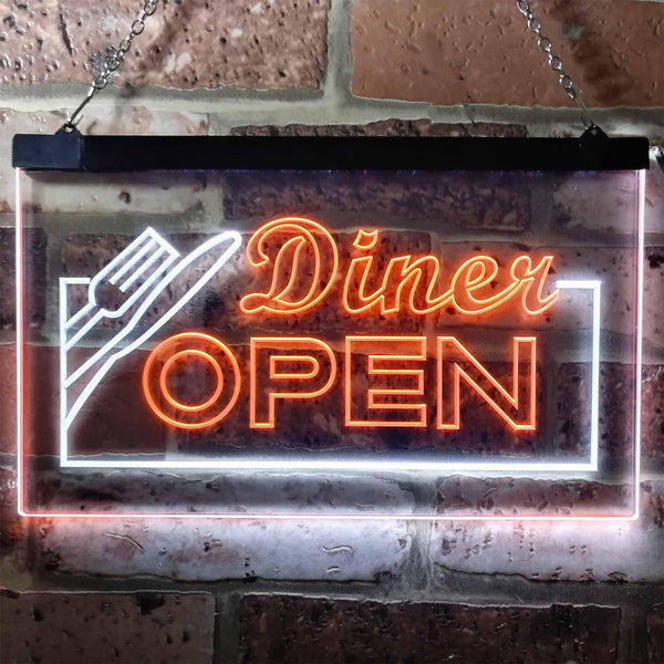 ADVPRO Diner Open Restaurant Cafe Bar Dual Color LED Neon Sign st6-j0718 - White & Orange