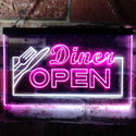 ADVPRO Diner Open Restaurant Cafe Bar Dual Color LED Neon Sign st6-j0718 - White & Purple