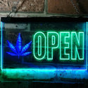 ADVPRO Open Marijuana Hemp Leaf High Life Dual Color LED Neon Sign st6-j0791 - Green & Blue