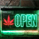 ADVPRO Open Marijuana Hemp Leaf High Life Dual Color LED Neon Sign st6-j0791 - Green & Red