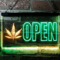 ADVPRO Open Marijuana Hemp Leaf High Life Dual Color LED Neon Sign st6-j0791 - Green & Yellow