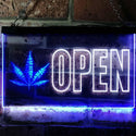 ADVPRO Open Marijuana Hemp Leaf High Life Dual Color LED Neon Sign st6-j0791 - White & Blue