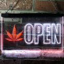 ADVPRO Open Marijuana Hemp Leaf High Life Dual Color LED Neon Sign st6-j0791 - White & Orange
