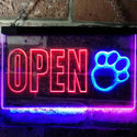 ADVPRO Open Paw Print Dog Cat Grooming Shop Dual Color LED Neon Sign st6-j0792 - Blue & Red