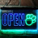 ADVPRO Open Paw Print Dog Cat Grooming Shop Dual Color LED Neon Sign st6-j0792 - Green & Blue