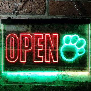 ADVPRO Open Paw Print Dog Cat Grooming Shop Dual Color LED Neon Sign st6-j0792 - Green & Red