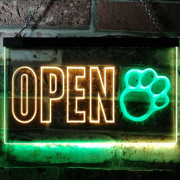 ADVPRO Open Paw Print Dog Cat Grooming Shop Dual Color LED Neon Sign st6-j0792 - Green & Yellow