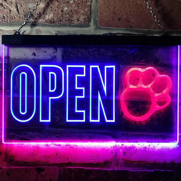 ADVPRO Open Paw Print Dog Cat Grooming Shop Dual Color LED Neon Sign st6-j0792 - Red & Blue