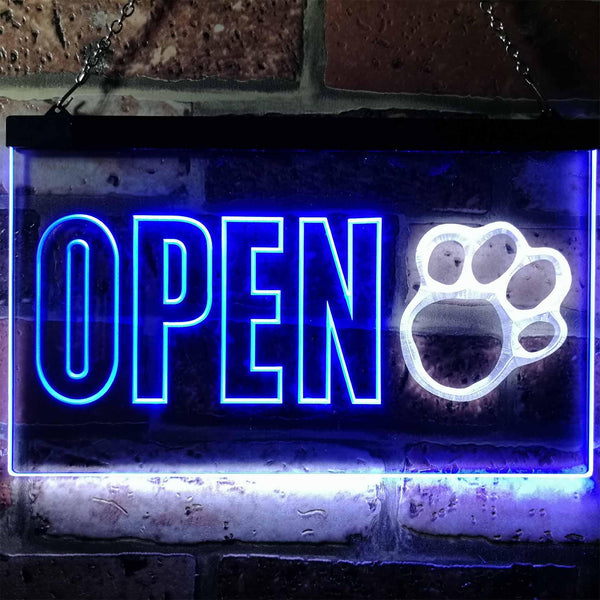 ADVPRO Open Paw Print Dog Cat Grooming Shop Dual Color LED Neon Sign st6-j0792 - White & Blue