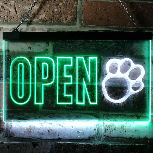 ADVPRO Open Paw Print Dog Cat Grooming Shop Dual Color LED Neon Sign st6-j0792 - White & Green