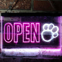 ADVPRO Open Paw Print Dog Cat Grooming Shop Dual Color LED Neon Sign st6-j0792 - White & Purple