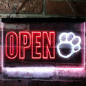 ADVPRO Open Paw Print Dog Cat Grooming Shop Dual Color LED Neon Sign st6-j0792 - White & Red