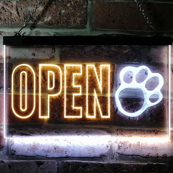 ADVPRO Open Paw Print Dog Cat Grooming Shop Dual Color LED Neon Sign st6-j0792 - White & Yellow