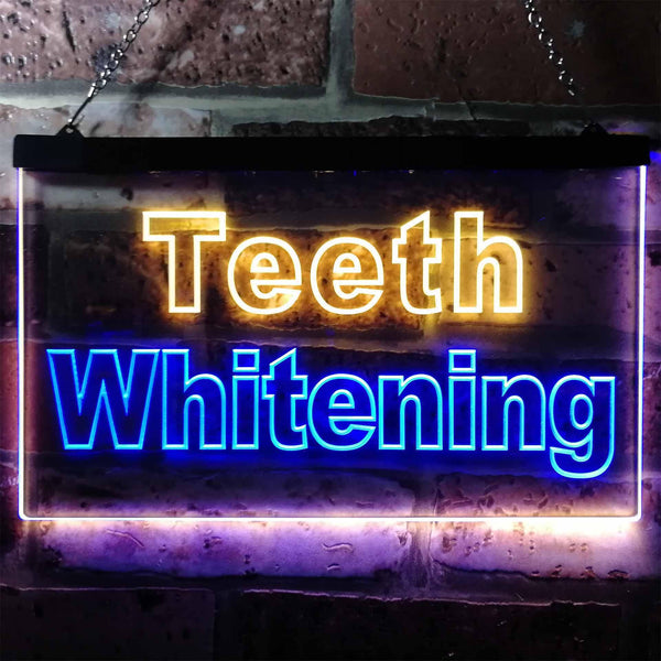 ADVPRO Teeth Whitening Dentist Display Dual Color LED Neon Sign st6-j0996 - Blue & Yellow