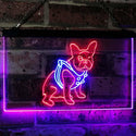 ADVPRO French Bulldog Dog House Dual Color LED Neon Sign st6-j2126 - Blue & Red